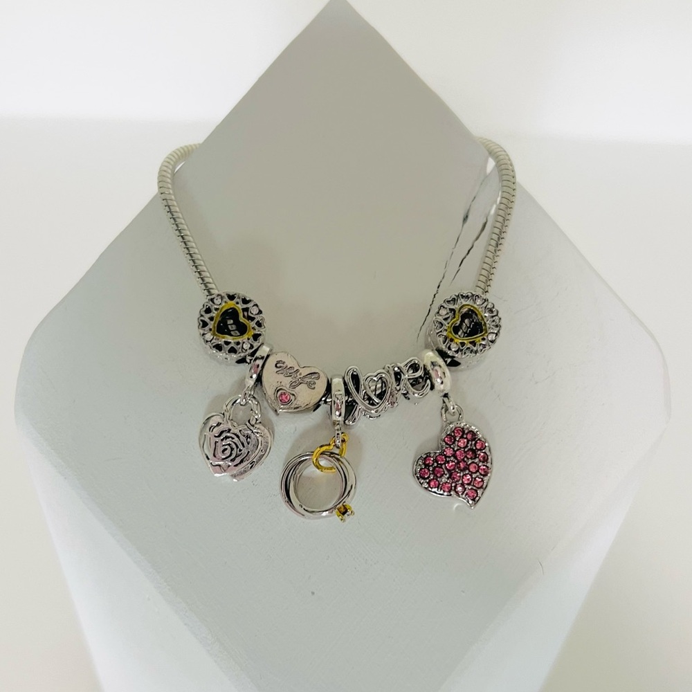Wife Charm Bracelet Anniversary Wedding Gift Pandora Style Heart Love Jewelry - Picture 2 of 4